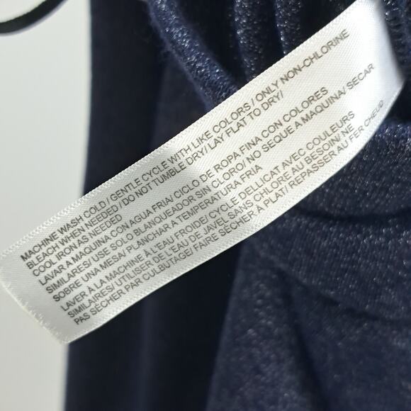 Eloquii Pants Plus 16‎ Elastic Waistband Pull On Metallic Knit High Waist Navy - Picture 7 of 7